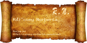 Récsey Norberta névjegykártya